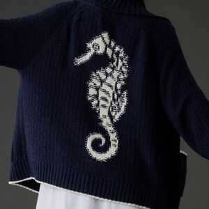 Anthropologie Maeve Seahorse Cardigan Sweater S
